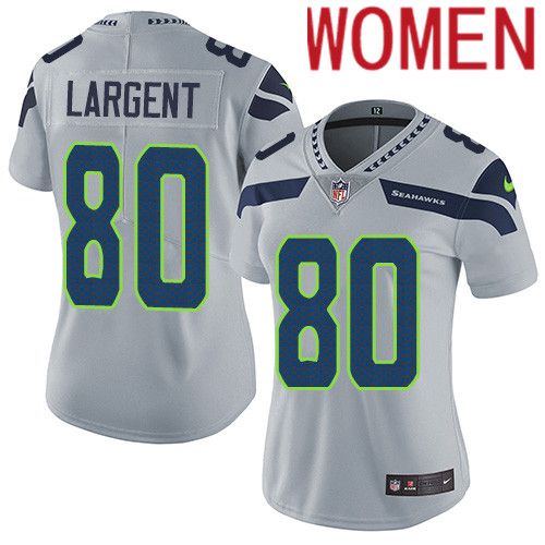 Women Seattle Seahawks #80 Steve Largent Nike Gray Vapor Limited NFL Jersey